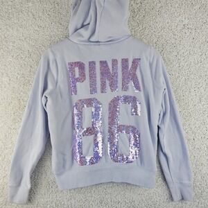 Victoria's Secret PINK Love 86 2013 Bling Sequin Fur Jacket Hoodie Medium Rare!